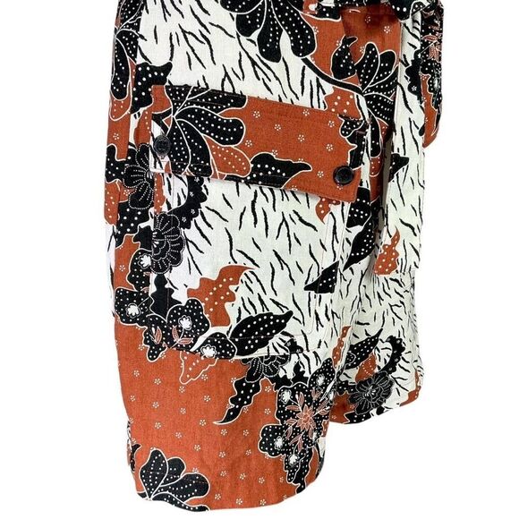 House of Harlow 1960 Romper Shorts Women 10 Brown Floral Pockets Sleeveless Boho - Picture 4 of 9